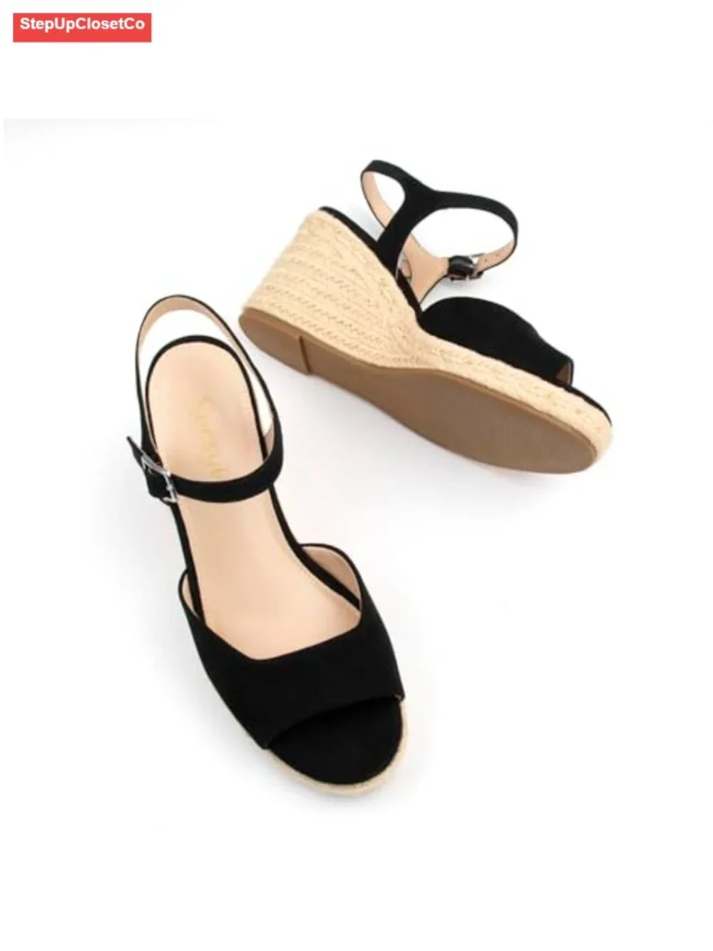 Wedge Platform Sandals Braided Espadrilles Ankle Strap Open Toe Buckle Sandals